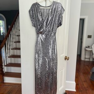 Zara Silver Sequin Maxi Dress